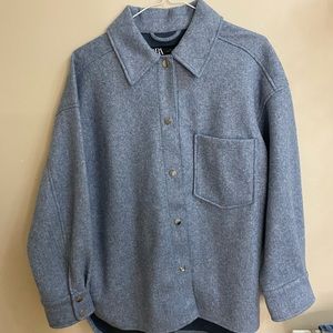 Zara Blue Shacket, Size S, Oversized
